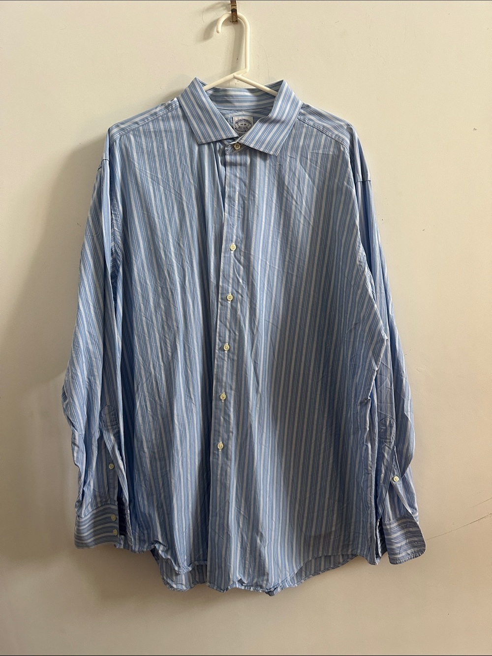 Brooks Brothers Light Blue and White Striped Dress Shirt Regular Fit